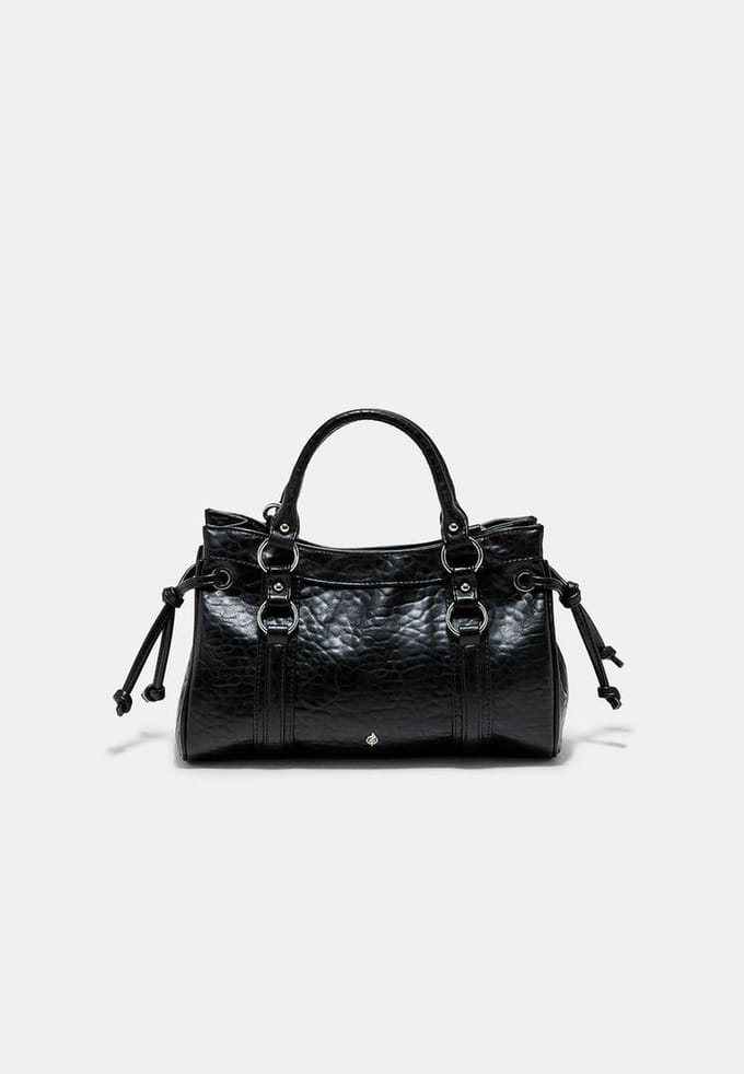 Stradivarius City schoudertas met knoopdetails  Zwart OS