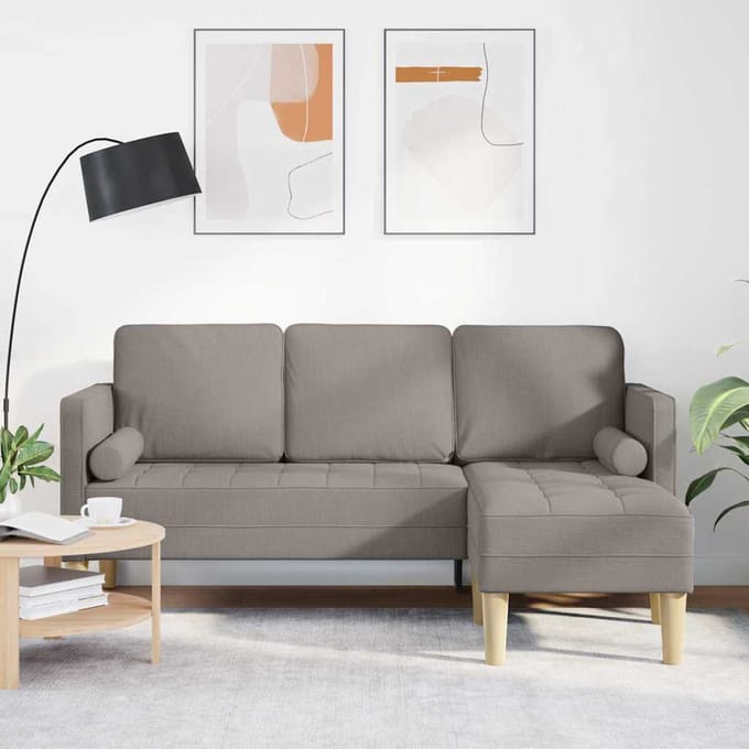 vidaXL - Bankstel - Taupe - 173 - x - 131 - x - 67 - cm - Polyester