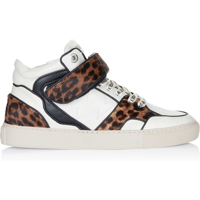 Zadig Voltaire Mid Flash bedrukte koeienhuid sneaker
