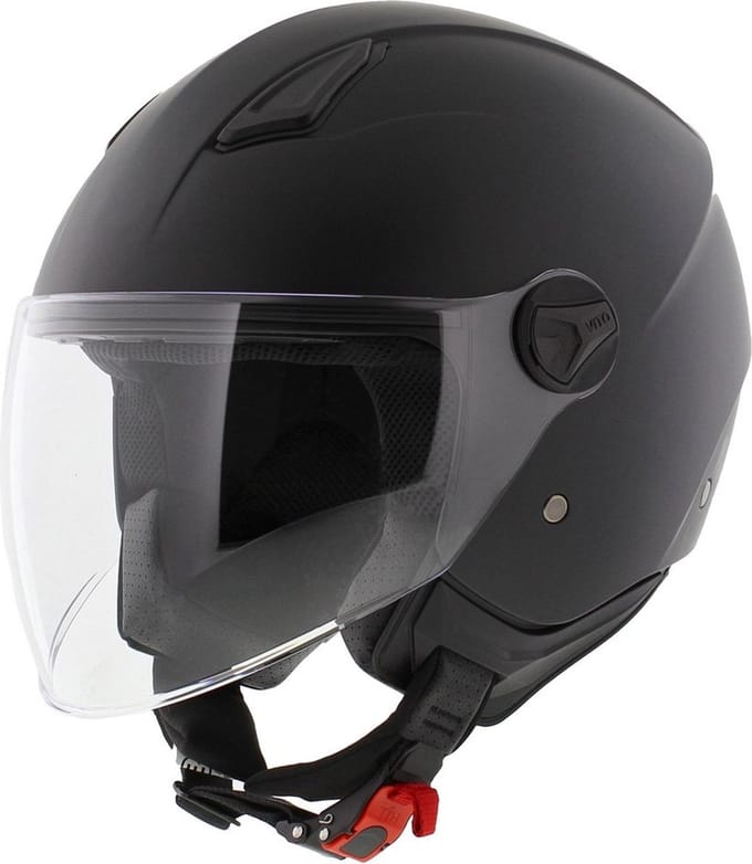 Vito Moda jet helm mat zwart Notte lang vizier S - scooterhelm snorfietshelm