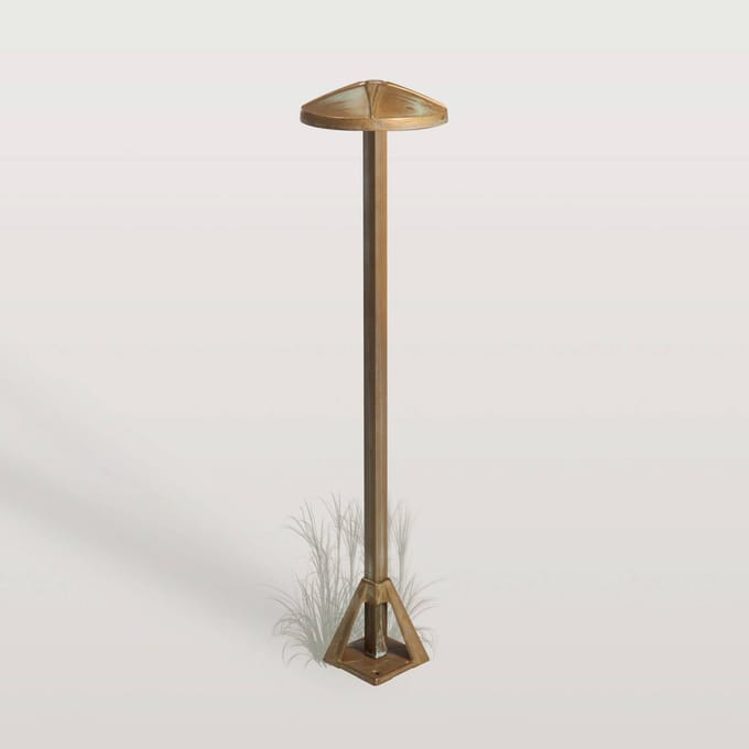 Moretti Luce LED sokkellamp Aura Disk, hoogte 50 cm, antiek messing