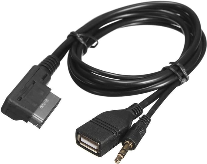 Auto audio muziekadapter kabel AUX- en USB-oplader voor verschillende Audi modellen