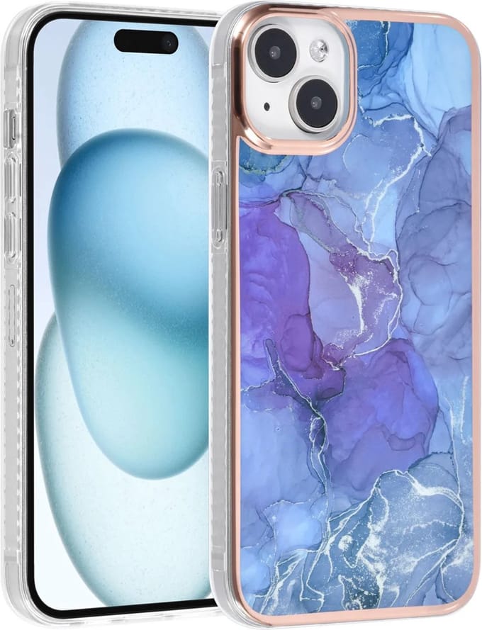 TPU Back Cover hoesje - Marble Paars - Geschikt voor: iPhone 15
