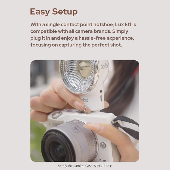 Godox LUX ELF Retro Camera Flash Universele Draagbare On-Camera Flash Camera Speedlight 5 Power Steps wit
