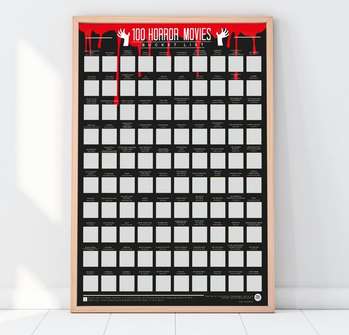 Gift Republic Bucketlist Scratch Poster - 100 Horror Films