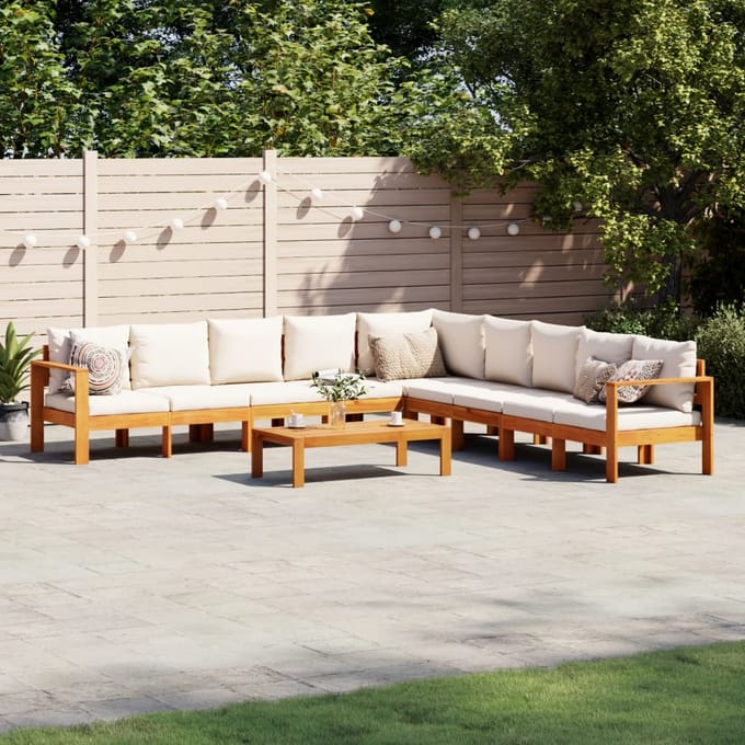vidaXL - 6-delige - Loungeset - met - kussens - massief - acaciahout
