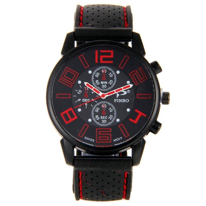Fako® - Herenhorloge - Pinbo - GT Deluxe - Rood
