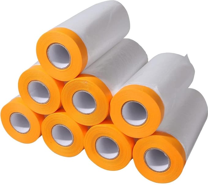 SnelShoppen - 8 Rollen Transparante Dekfilm met Plakband, 110 cm x 20 m, UV Bestendige Maskertape voor Stofbescherming, Zelfklevende Schilderfilm voor