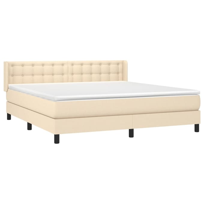 vidaXL - Boxspring - met - matras - stof - crèmekleurig - 160x200 - cm