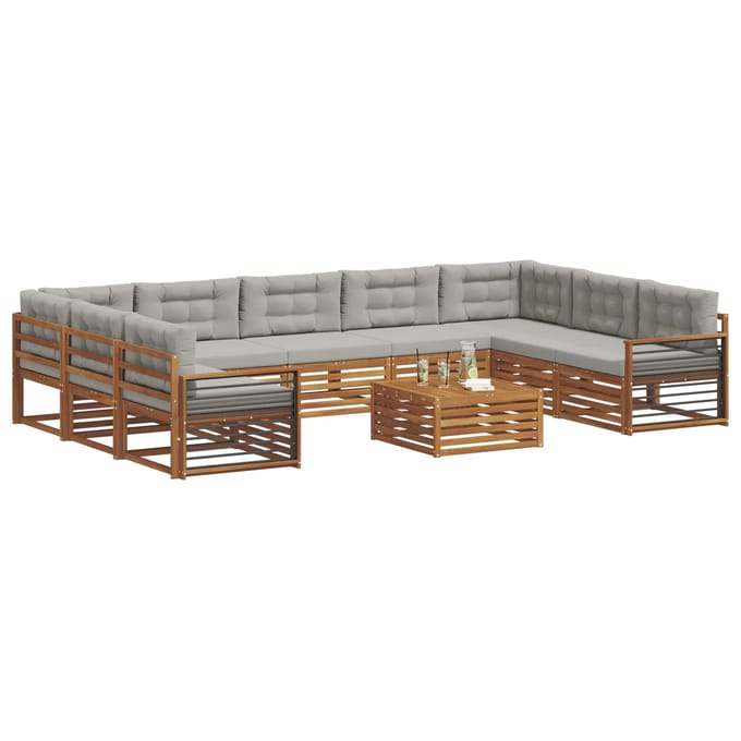 vidaXL - Buiten - bank - set - 10 - st - Natuurlijk - en - Licht - Grijs