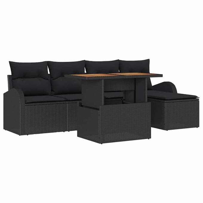 vidaXL - Tuinbank - Set - 6 - st - Zwart
