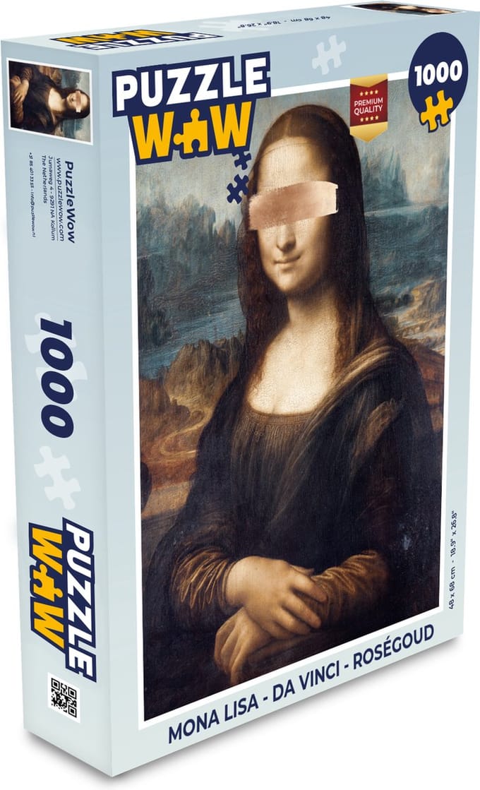 Puzzel Mona Lisa - Da Vinci - Roségoud - Legpuzzel - Puzzel 1000 stukjes volwassenen