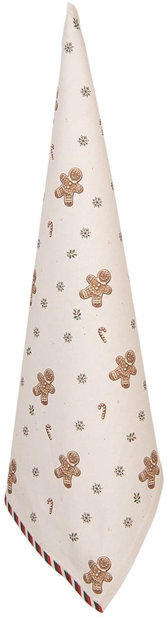 Clayre & Eef Theedoek 50x70 cm Beige Katoen Gingerbread man