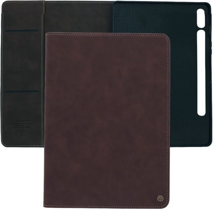 Bookcase hoesje - Tabletcase met pasjeshouder - Donkerbruin - Geschikt voor: Samsung Galaxy Tab S7 & Galaxy Tab S8