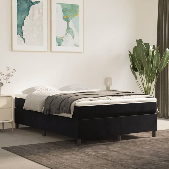 vidaXL - Boxspring - bed - 140x190 - cm - fluweel - zwart