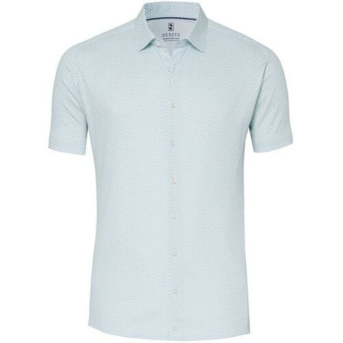 Desoto Overhemd Abstract Mini Cubes Pattern Short Sleeve Turquoise / male