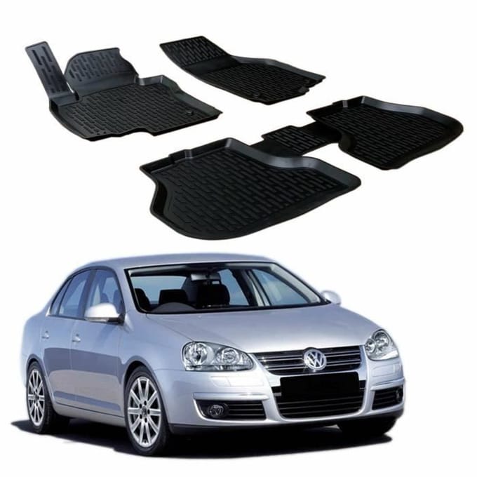 Tapis de sol 3D - SCOUTT - JETTA 2005-2011 - Caoutchouc TPE - Résistant à l'eau - Design sur mesure noir
