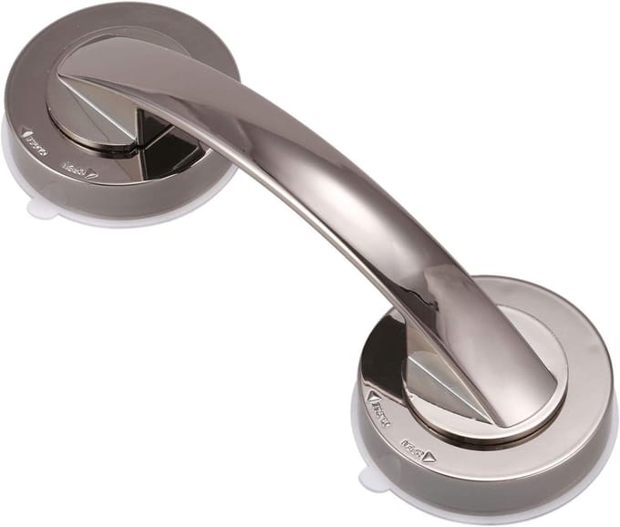 Badkamer Handgrepen - Zuignap Steunen - Veiligheid Thuis - Vacuüm Lock Systeem - 16.5 x 6.5cm - Grijs