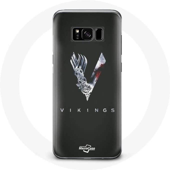 Case voor Samsung Galaxy S8 Vikings Series Seizoen 6 logo V Zwaard Grijs Zwarte Achtergrond