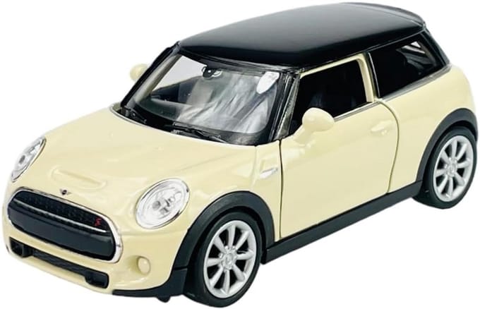 Miniatuur Diecast Modelauto Hatch Wit Beige Zwart Dak Schaalgrootte