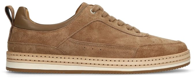 No Stress - Heren - Taupe suède sneakers - Maat 43
