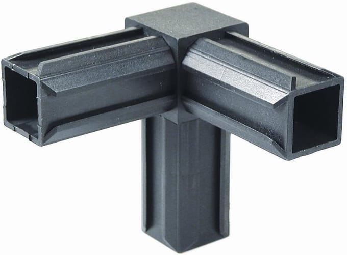XD-buisverbinding - Haakse afvoer - Frameconstructies bouwen - 90 graden hoek - 30x30x2mm - Zwart
