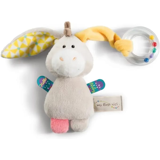 Knuffel ezel met rammelaar Nici Muli