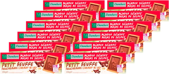 Damhert | Minder Suikers | Petit Beurre | Melkchocolade | 12 stuks | 12 x 150 g