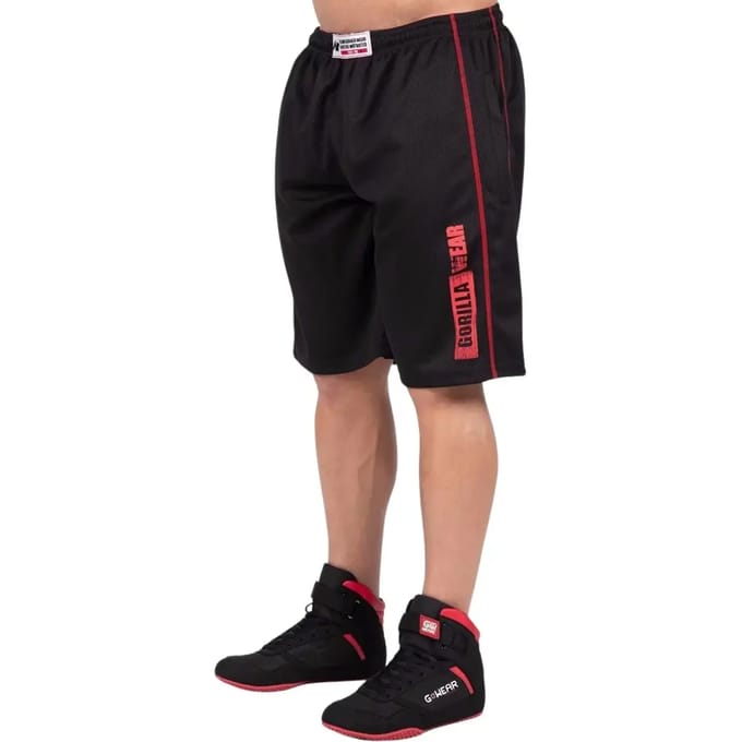 Gorilla Wear Wallace Mesh Shorts - Zwart/Rood - S/M