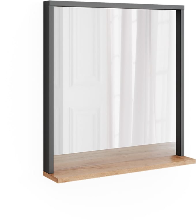 Vicco Orlando Wandspiegel – 57 x 60 cm met spiegel Antraciet/gouden eik