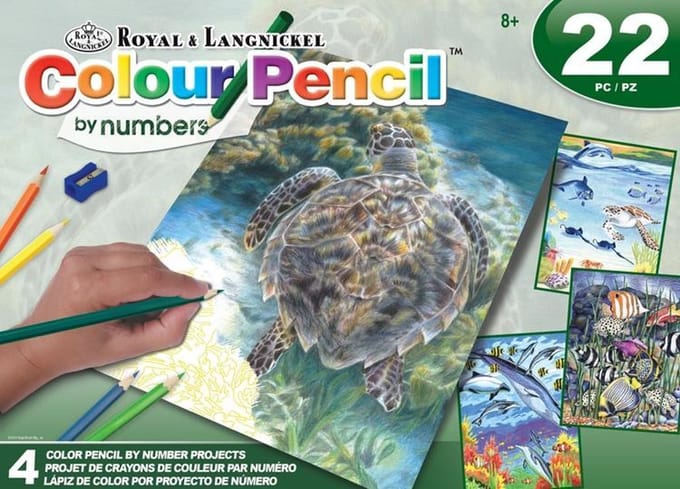 AVS-CPN201 Colour Pencil By Numbers Activity Set - 4 Projects SEA LIFE BOX SET
