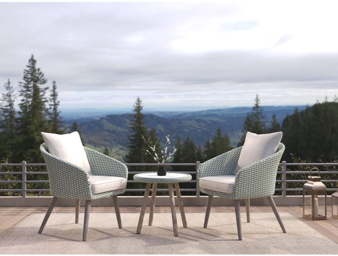 Nordic Home - Seth bistro set wicker - grijs/hout