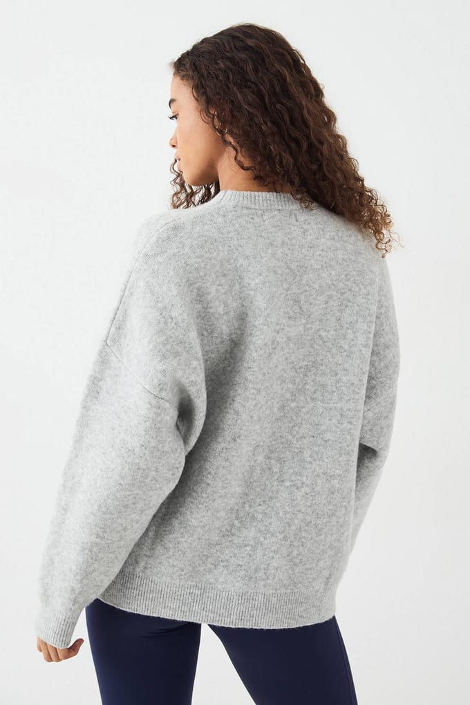Dames DSGN Studio Gebreide Oversized Crew Neck Trui | Asgrijs | Maat: 3XL