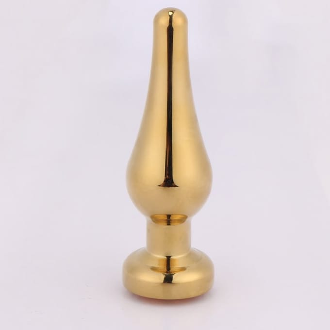 Gouden puntige butt plug met steen - Maat S