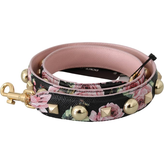 Dolce & Gabbana Pink Bloem Leather Stud Accessoire Schouder damesriem