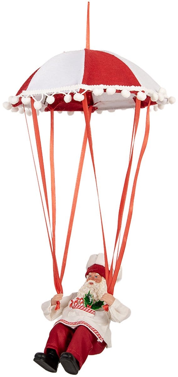Clayre & Eef Kerstdecoratie Beeld Kerstman 25x25x55 cm Rood Kunststof