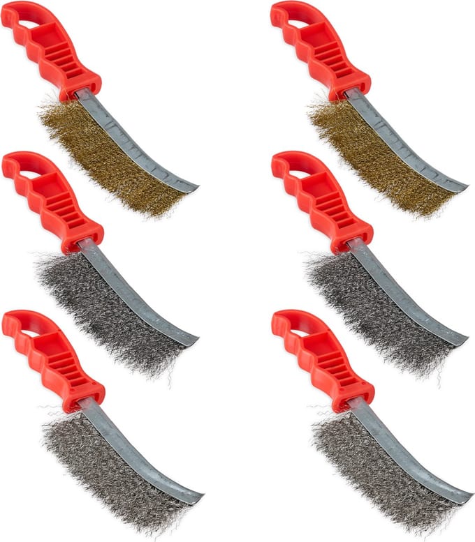 draadborstel set 6-delig - rvs - staal - messing borstel - staalborstel