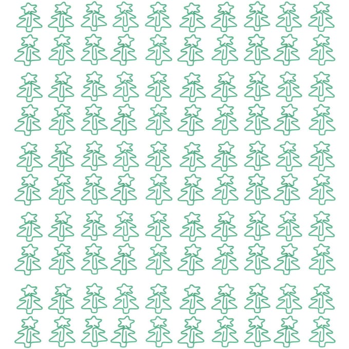 100 Pcs Trombones Formés Forme Arbre de Noël Vert Métal Processus d'Électroplacage Portable Bureau blue
