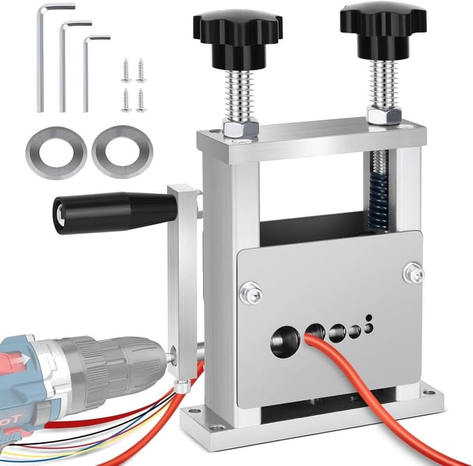 Handmatige Kabelstripper - Draadstripper Machine - Koper Scheiden - Zes Kanaals Capaciteit - 1.5 tot 15mm - Grijs