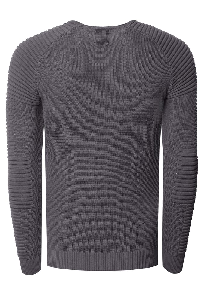 Slim fit fijngebreide biker trui met ronde hals