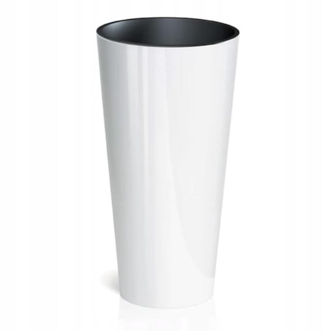 Bloempot Buiten Hoog Rond Tubus Slim Shine 25cm WIT Prosperplast