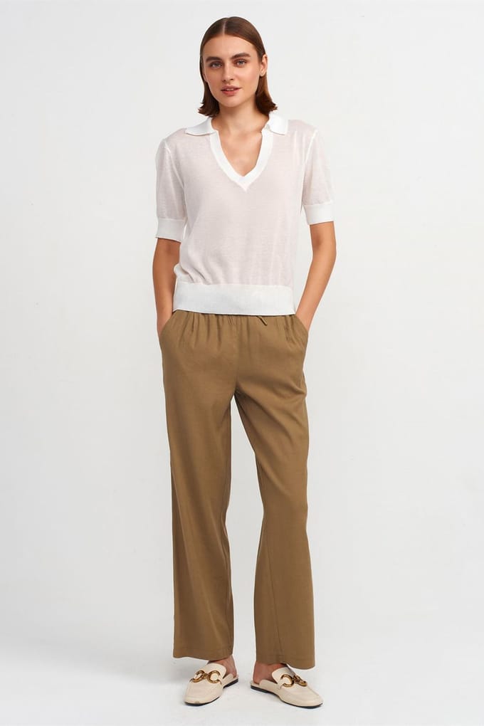 Vrouwelijke Wijde Tencel Broek met Touwtjes Taille