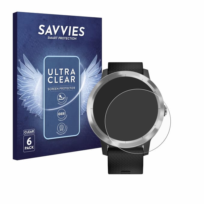Savvies - Screenprotector voor Garmin Vivoactive 3 / Forerunner 45 / Approach S40 - Folie Beschermfolie transparant 6 Stuks