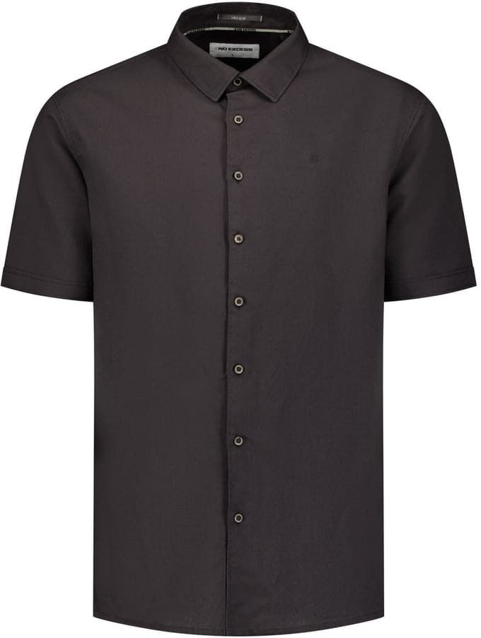 No Excess Shirt short sleeve with linen dark steel