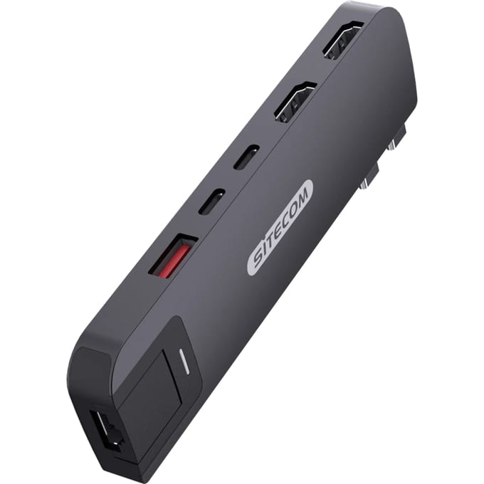 Sitecom - Multiport hub - 6 in 2 - Macbook - (Space) Black - Macbook Pro - 100W - 10 Gbps - 4K 60Hz