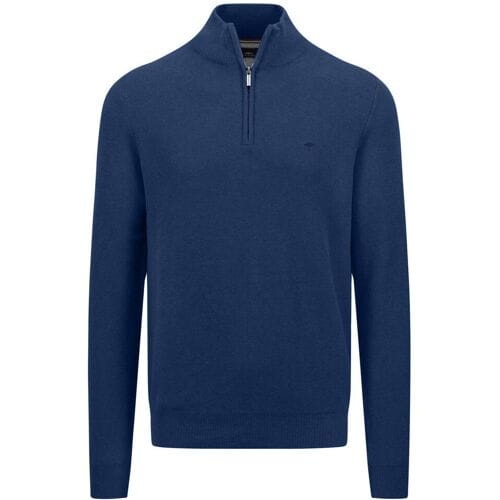 Fynch-Hatton Trui Troyer Zip Uni Color Structure Night / male