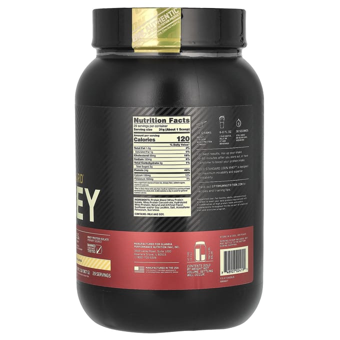 Optimum Nutrition, Gold Standard 100% Whey, French Vanilla Cream, 2 lbs (909 g)