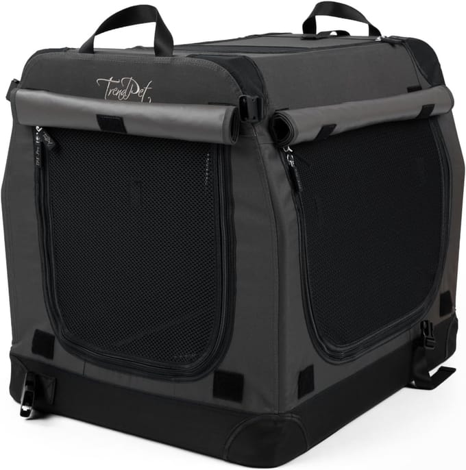 Lichte opvouwbare hondenbox met aluminium frame - grijs, 50x35x35 cm