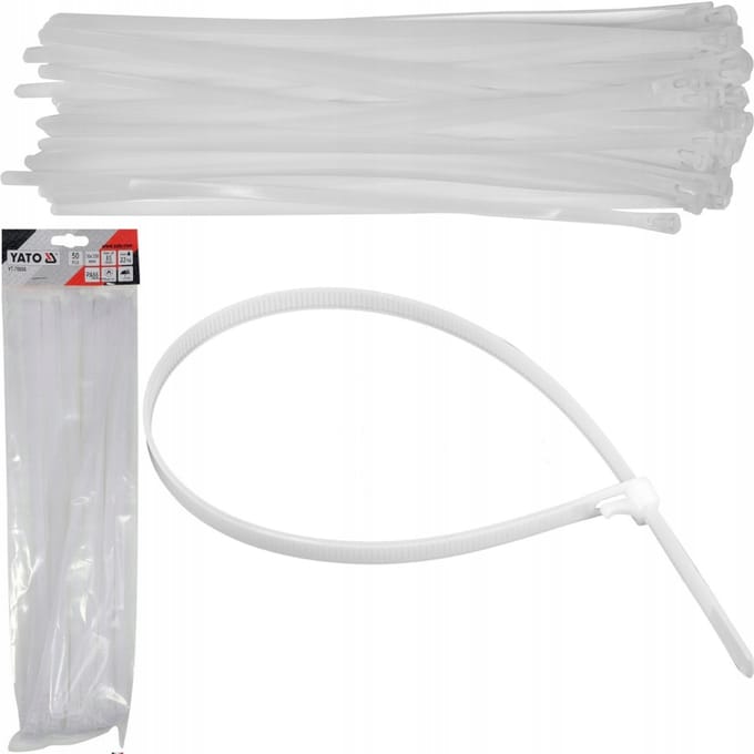 50x Witte Kabelbinders 7,6x350mm - Sterk en UV-bestendig
