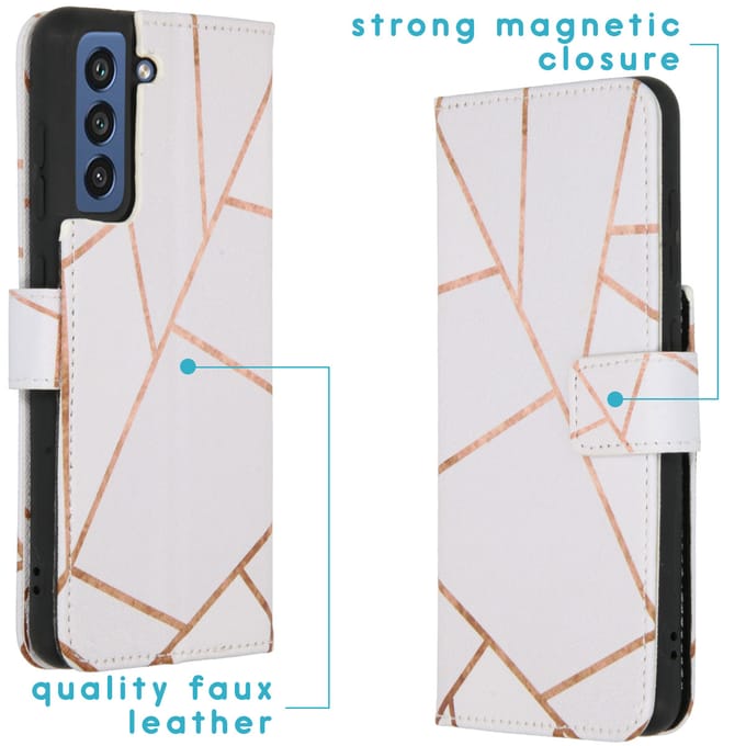 imoshion Hoesje - Geschikt voor Samsung Galaxy S21 FE - Design Softcase Bookcase - White Graphic
